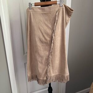 Midnight Velvet Tan Fringe Maxi Skirt